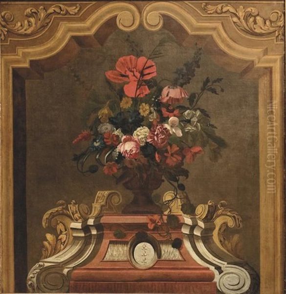 Vase De Fleurs Sur Un Piedestal - view 1