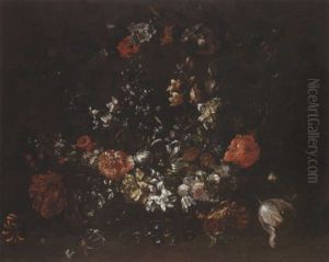 Guirlande De Fleurs Decorant Un Cartouche Sculpte by Pieter Hardime