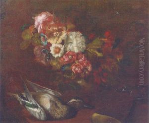 Flowers, A Dead Duck And A Shotgun On A Forest Floor by Pieter Hardime
