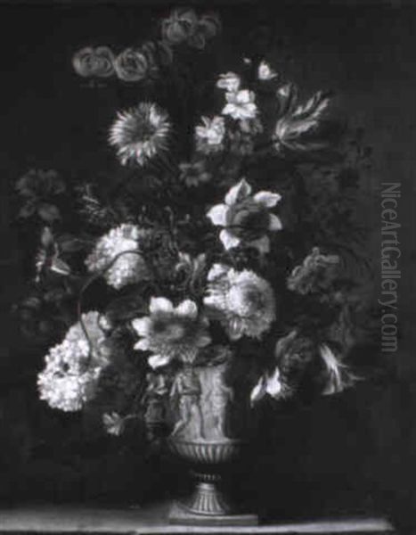 Bouquet De Fleurs Dans Un Vase Au Bas-relief - view 1
