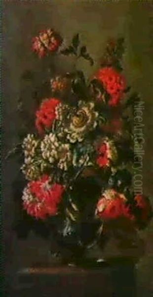 Ein Blumenstrauss In Einer Glasvase. - view 1