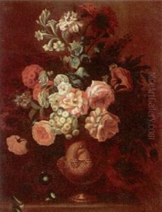 Still Life Of Mixed Flowers In A Gilt Ormolu Vase