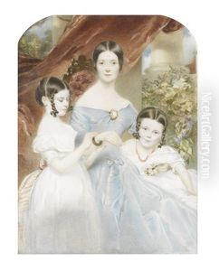 Lady Elizabeth Deane (nee O'callaghan Newenham) (d.1851) And Her Daughters, Susanna Adelaide (1837-1919) And Olivia Louise (b.1838) by Edward J. Harding