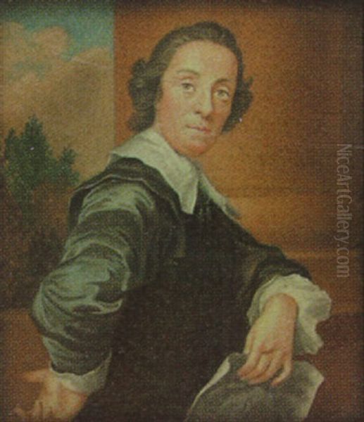 Richard Bentley, Wearing Black Tunic With White Collar, Tassels And Cuffs, He Holds A Drawing - view 1