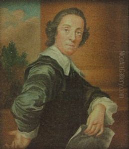 Richard Bentley, Wearing Black Tunic With White Collar, Tassels And Cuffs, He Holds A Drawing