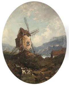 A Windmill Beside A Lake A Windmill Beside A Lake