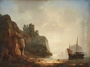 Coastal Landscape With Ships by Hermann Rudolf Hardorff the Younger