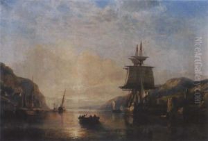 Flusslandschaft Mit Segelschiffen by Hermann Rudolf Hardorff the Younger