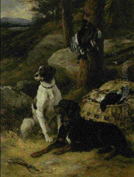 A Setter And A Pointer Waiting With The Bag - view 1