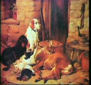 Perros Junto A Sus Presas De Caza Perros Junto A Sus Presas De Caza