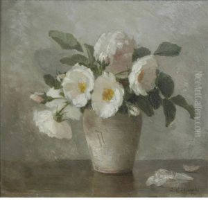 White Roses In A Vase by Anna Eliza Hardy