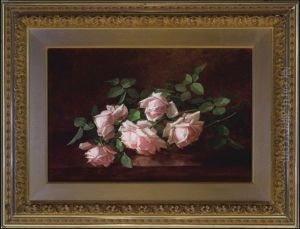 Five Pink Roses In Full Bloom by Anna Eliza Hardy