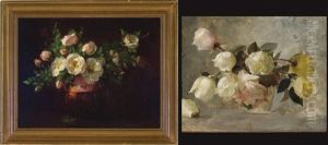 Roses In A Red Vase by Anna Eliza Hardy