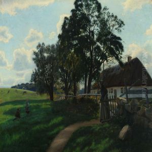 Landscape By A Farm by Otto Petersen Balle