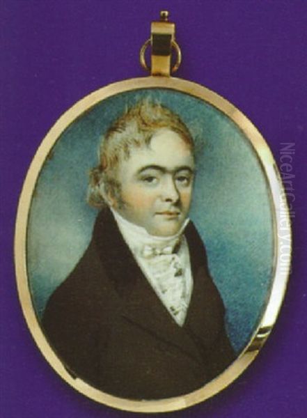 A Gentleman, Wearing Brown Coat With Velvet Collar, White Waistcoat And Cravat - view 1