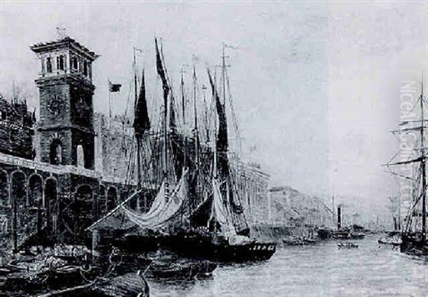 Billinsgate Market From The Thames - view 1