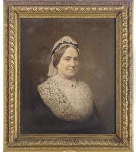 Portrait Of Eliza Georgina Lacon Nee Hammet In A Dress With Lace Collar And Cap