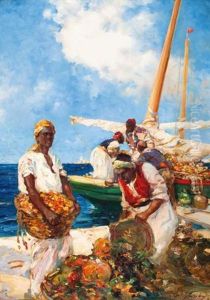 Marchands De Fruits Sur Le Port by Dudley Hardy