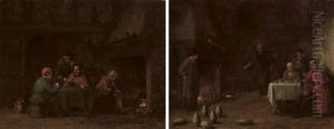 Skittle Players (+ Card Players, 1879; Pair) by Frederick Daniel Hardy