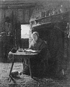 Old Woman Reading by Frederick Daniel Hardy
