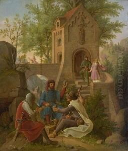 Mittelalterliche Szene. by Karl Ballenberger
