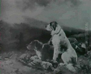 Dogs/a Hunting Scene by Frederick Daniel Hardy
