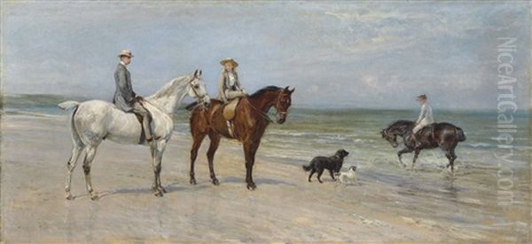 The Leney Family Out Riding, With Two Dogs, On The Kentish Coast - view 1
