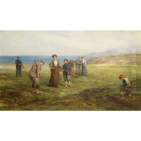 Lord Wemyss Of Elcho Golfing At North Berwick, The Island Of Craigleith In The Distance - view 1