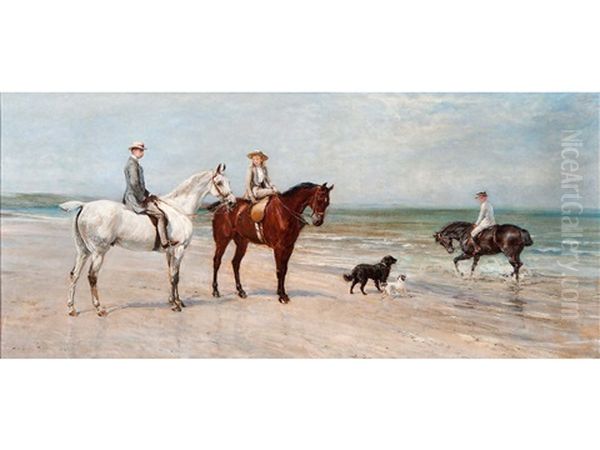 The Leney Family Out Riding, With Two Dogs, On The Kentish Coast - view 1