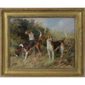 Dandy, Nigel, And Sapphire, North Shropshire Foxhouds (+ Sketch Identifying The Dogs; Verso)