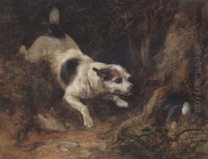 A Terrier Rabbiting by Heywood Hardy
