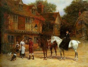 Outside The George And Dragon by Heywood Hardy