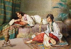 Deux Jeunes Femmes Conversant by Federico Ballesio