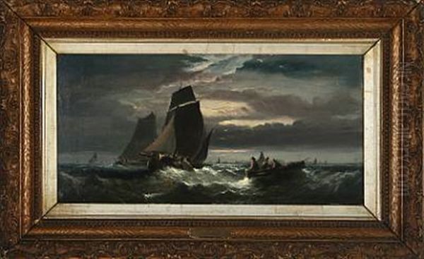 Seascape With Sailing Ships In The Evening - view 1