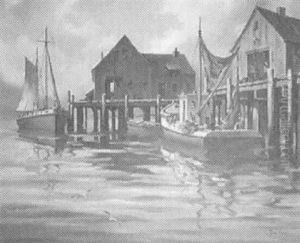 Wharf Scene With Fishing Boats by John Knowles Hare