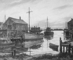 The Harbor At Sunset by John Knowles Hare