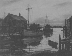 Boats At The Pier by John Knowles Hare