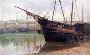 Shipping In Harbour, Isle Of Man by Julius Hare
