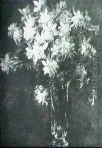Homage To Fantin-latour: Mixed Aquilegia In A Glass Vase by Julius Hare