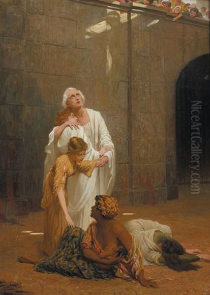 A Martyr And Four Female Figures In An Amphitheatre - view 1