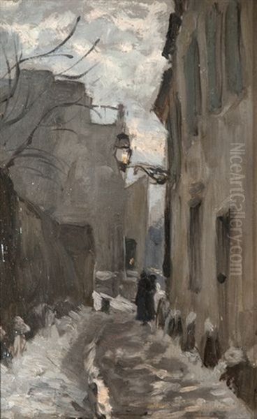 Paris, Une Rue A Montmartre, Effet De Neige - view 1