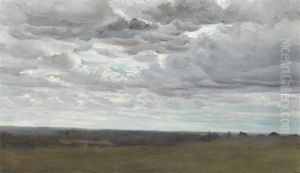 Ciel Nuageux Sur Une Plaine, Dit Ciel D'orage (study) by Ernest Hareux