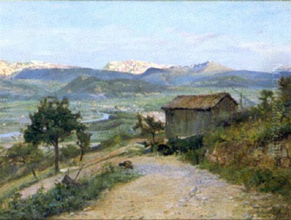 La Vallee De Grenoble. La Chaine De Belledonne Et Le Taillefer Au Coucher Du Soleil - view 1