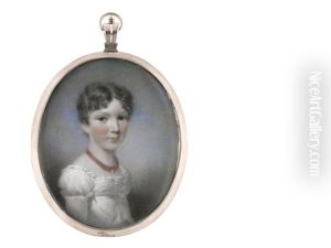 A Young Girl, Wearing White Dress And Multi-stranded Coral Necklace, Her Hair Parted And Cut Short by Hargreaves, Thomas