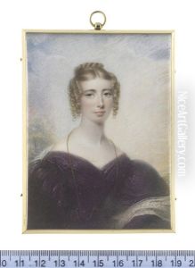 A Lady, Called Anne Foster, Wearing Purple Gown With Bouffant Sleeves, A White Lace Shawl Draped About Her Her And A Long Gold Chain Suspended From Her Neck And Tucked Into Her Waist Belt