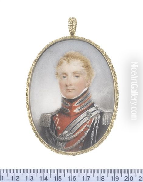 An Officer, Wearing Dark Blue Coat With Standing Collar And Red And Silver Facings, Silver Epaulettes, Aiguillettes And Regalia, White Chemise And Black Stock - view 1