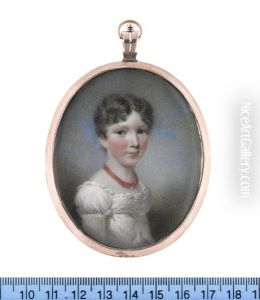 A Young Girl, Wearing White Dress, Multi-stranded Coral Necklace, Her Hair Parted And Cut Short by Hargreaves, Thomas