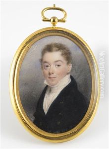 A Gentleman, Head And Shoulders, Facing Left In A Blue Coat And White Stock