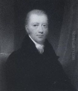 A Gentleman Wearing Black Coat And White Cravat, Red Curtain To His Left by Hargreaves, Thomas