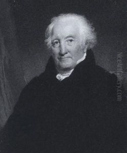A Gentleman Wearing Black Coat And White Cravat, Red Curtain To His Right by Hargreaves, Thomas